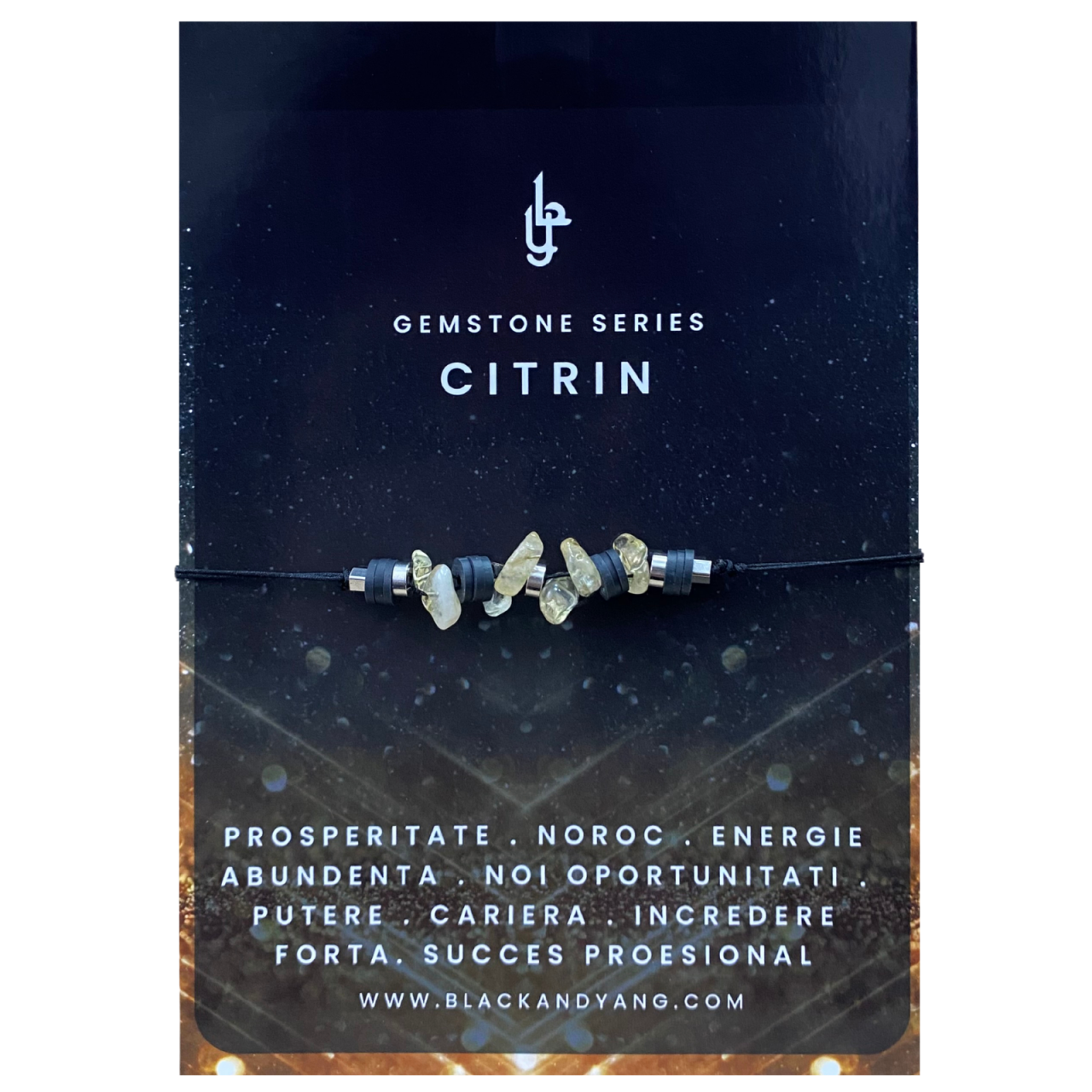 Bratara cu cristale de Citrin Essentials Black - abundenta si succes [1]