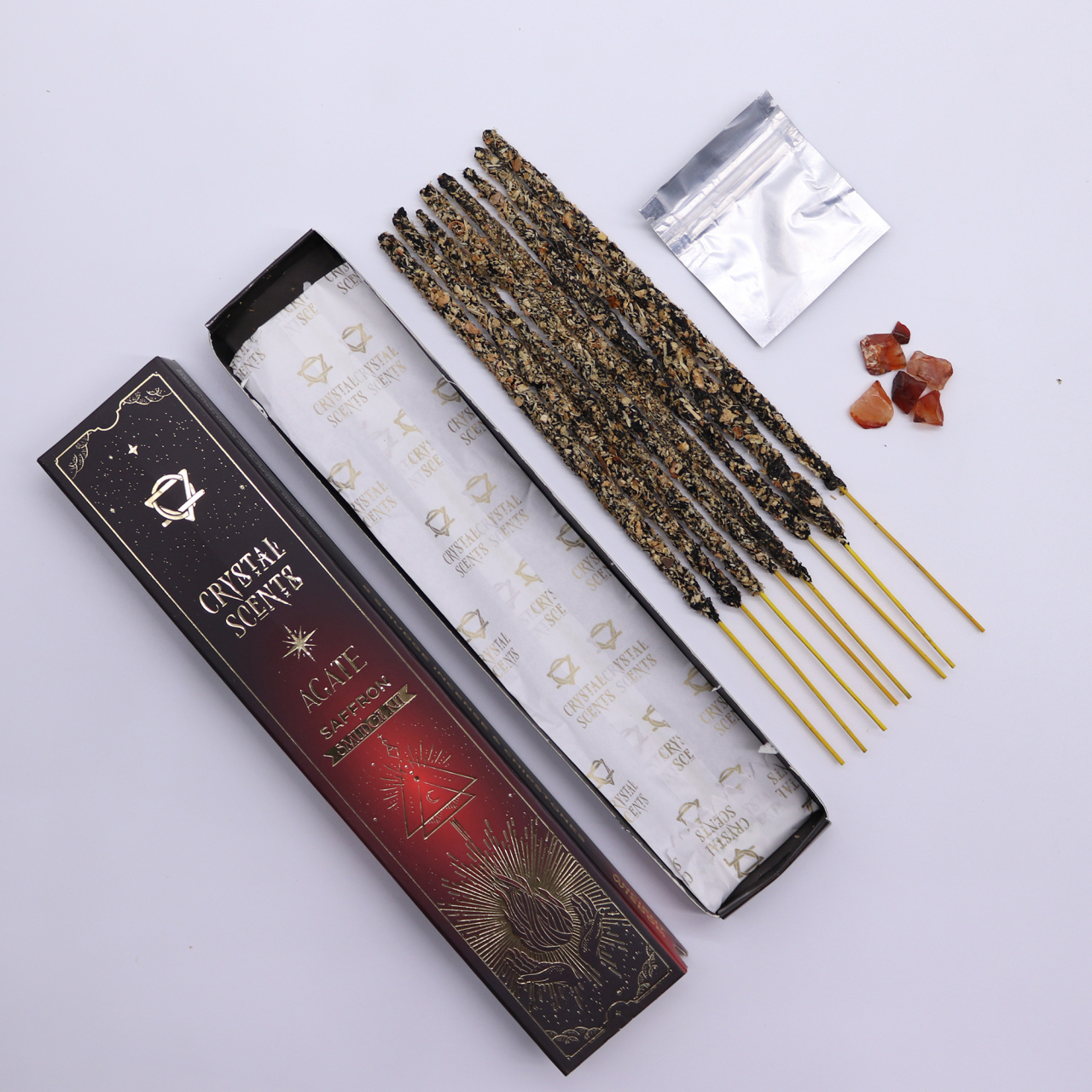 Betisoare parfumate premium cu cristale - Agat rosu - Sofran [2]