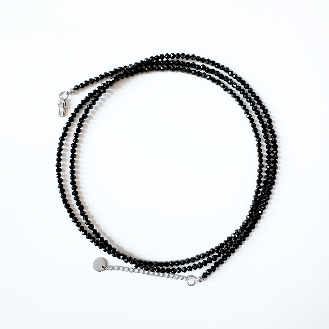 Colier / choker triplu multisir la baza gatului din turmalina neagra [5]