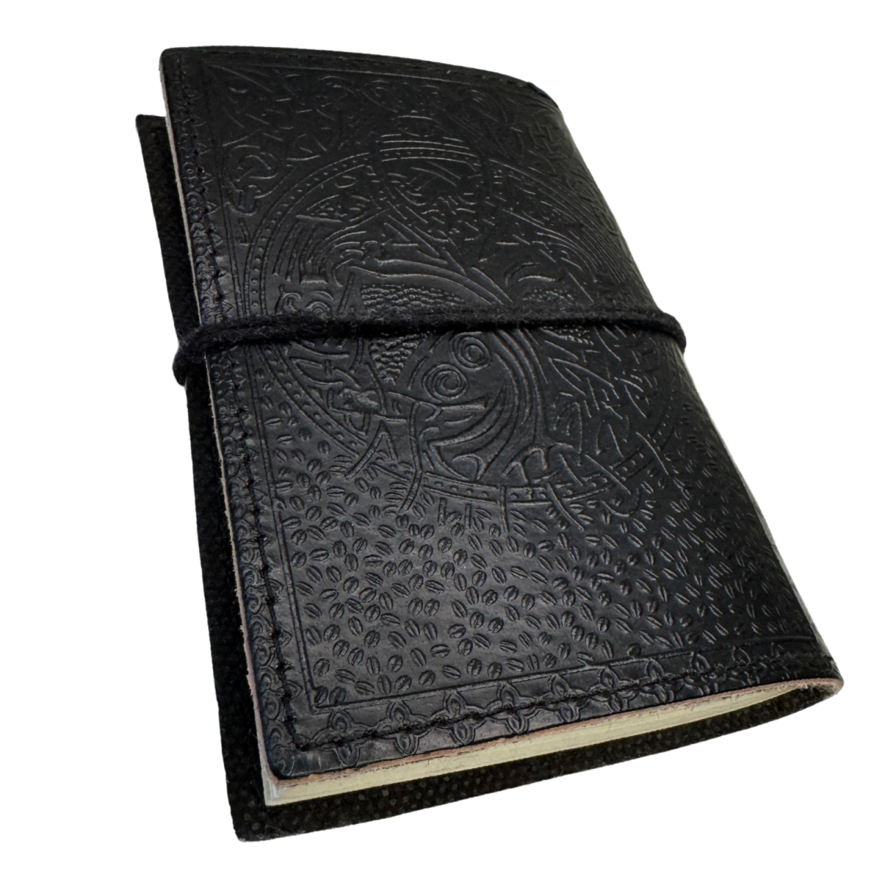 Agenda mica din piele naturala decorata cu piatra - Negru [3]