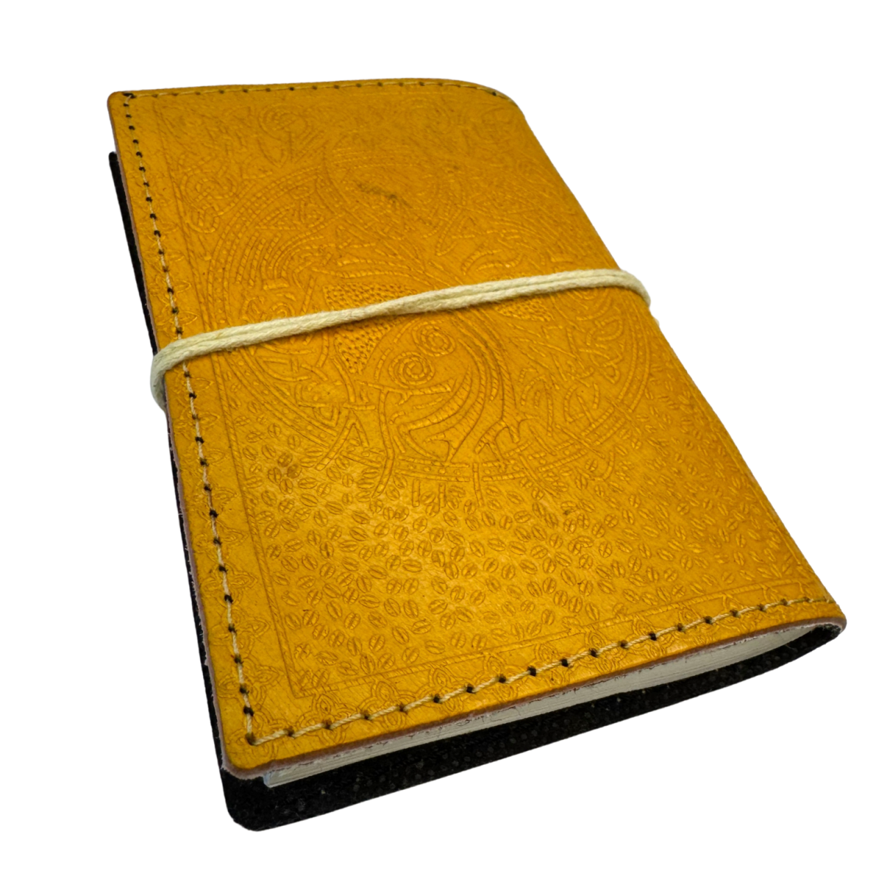 Agenda mica din piele naturala decorata cu piatra - Galben [3]