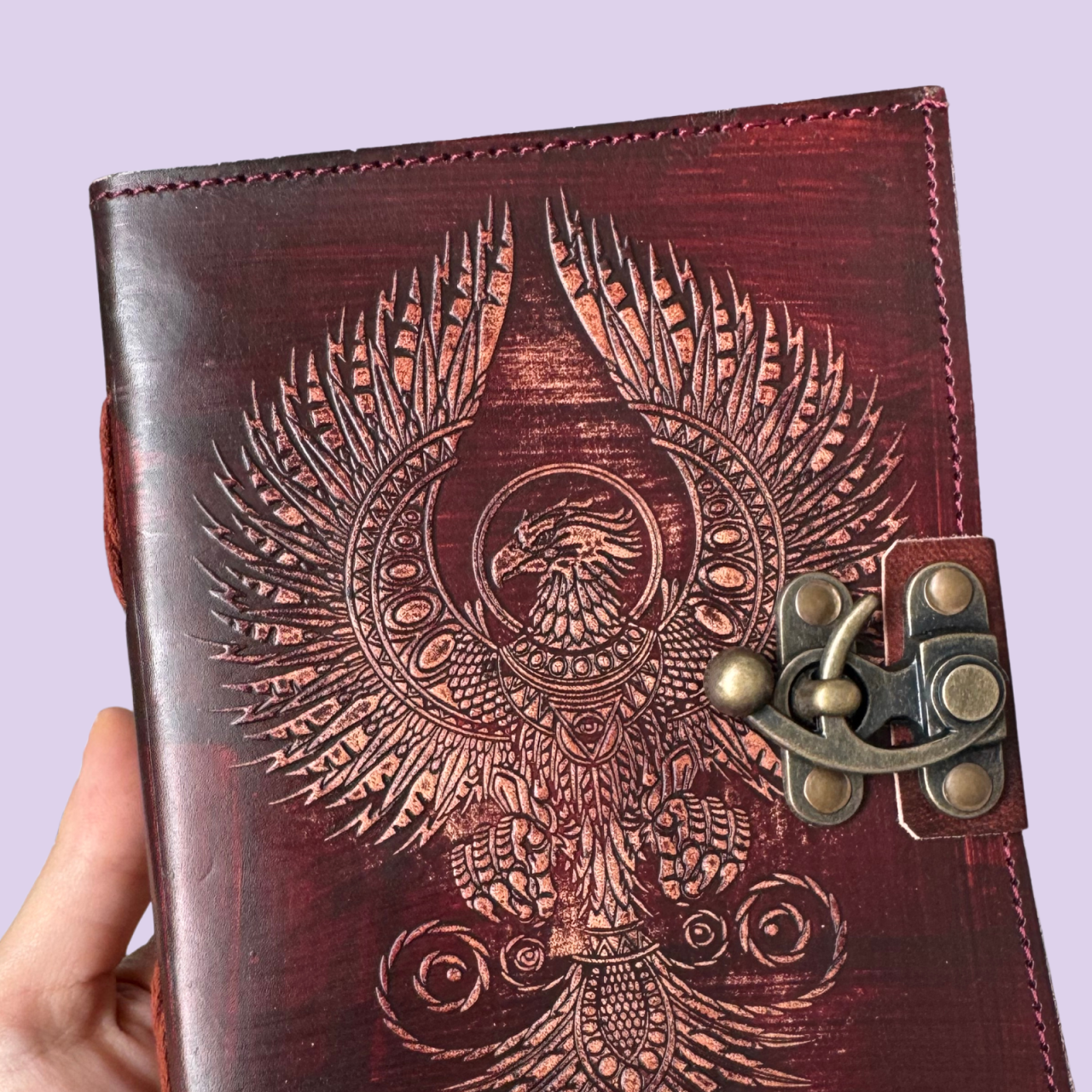 Agenda / Jurnal din piele naturala embosata cu inchidere metalica - Vultur [4]