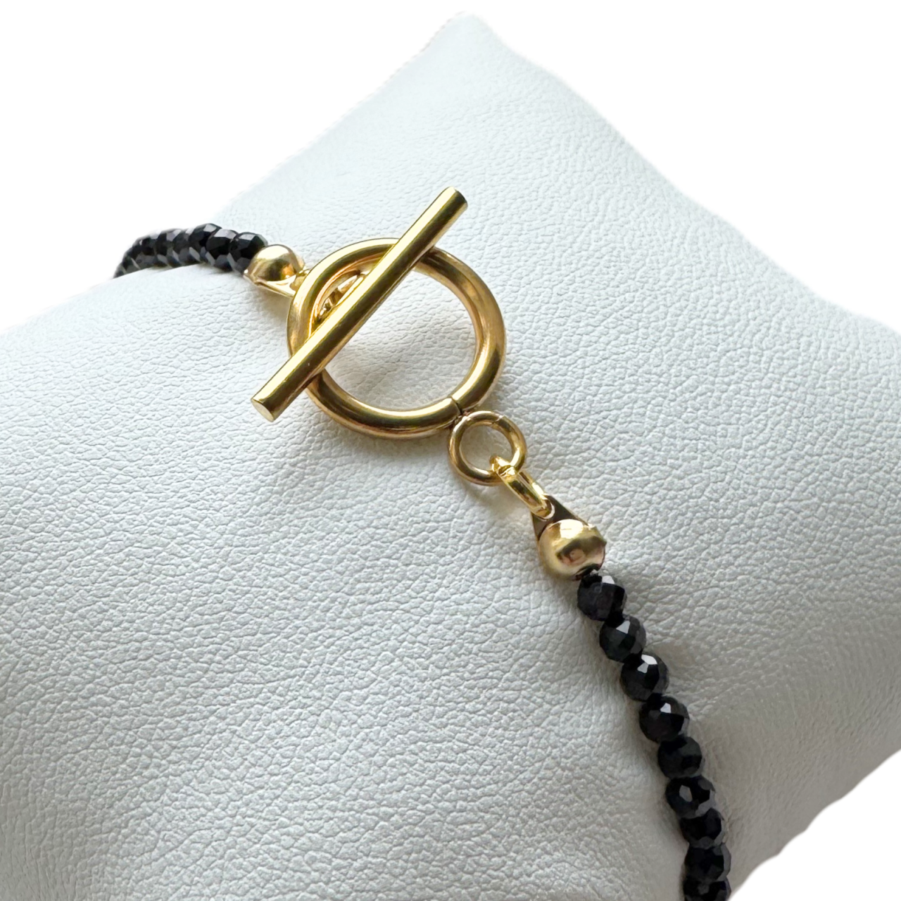 Bratara aurie din turmalina neagra si otel inoxidabil placat auriu cu inchizatoare toggle [2]