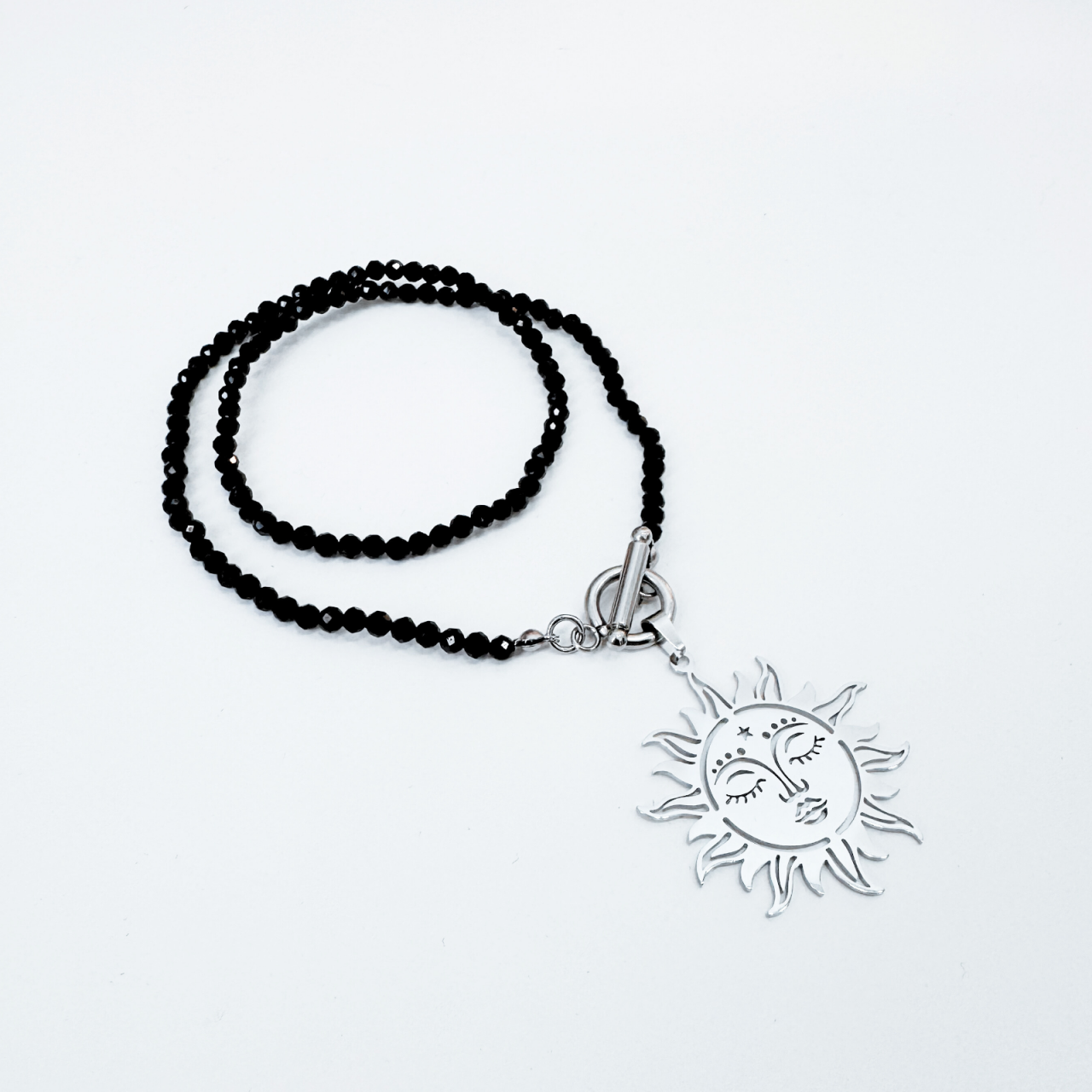 Colier la baza gatului din turmalina neagra cu pandantiv soare [2]