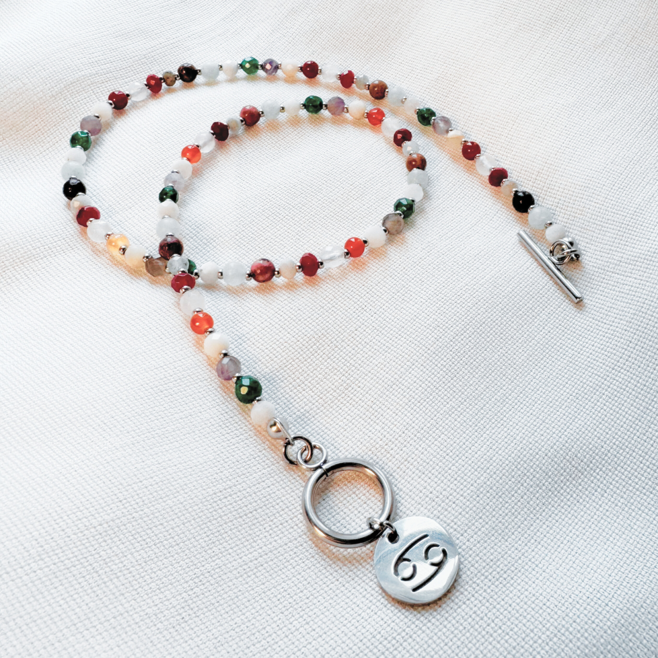 Colier la baza gatului argintiu cu cristale - zodia Rac [1]