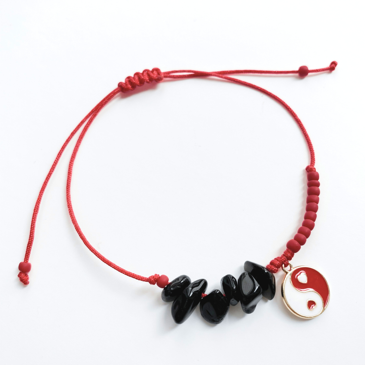 Bratara cu onix negru si pandantiv Yin Yang auriu - protectie [1]