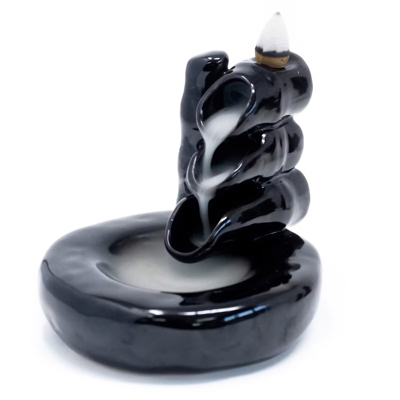 Suport ceramic aromaterapie conuri parfumate cascada / fum curgator backflow - Bambus [3]