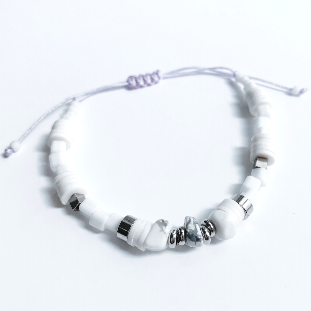 Bratara Howlit Alb si otel inoxidabil White Basics [1]