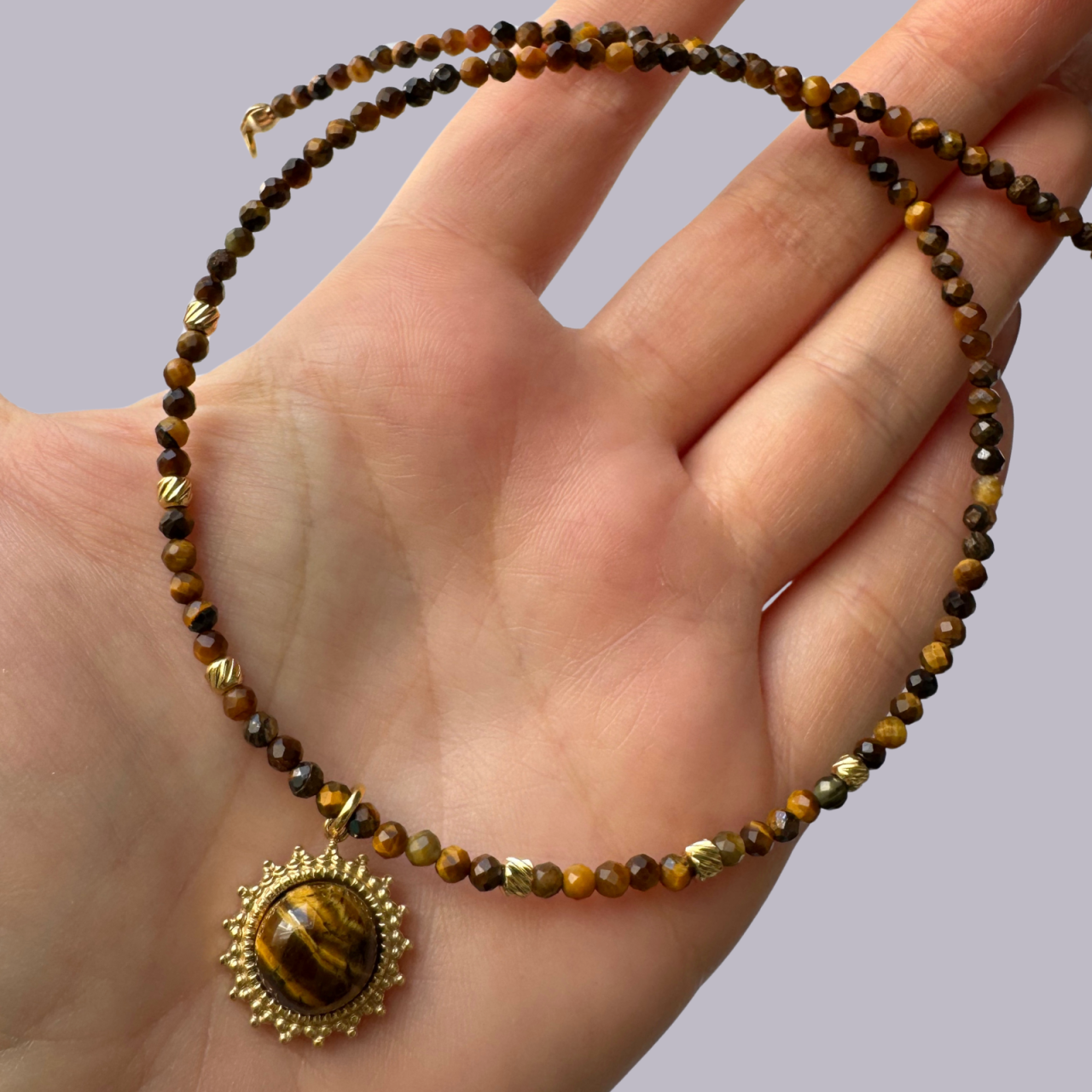 Colier auriu la baza gatului din ochi de tigru - Succes [4]