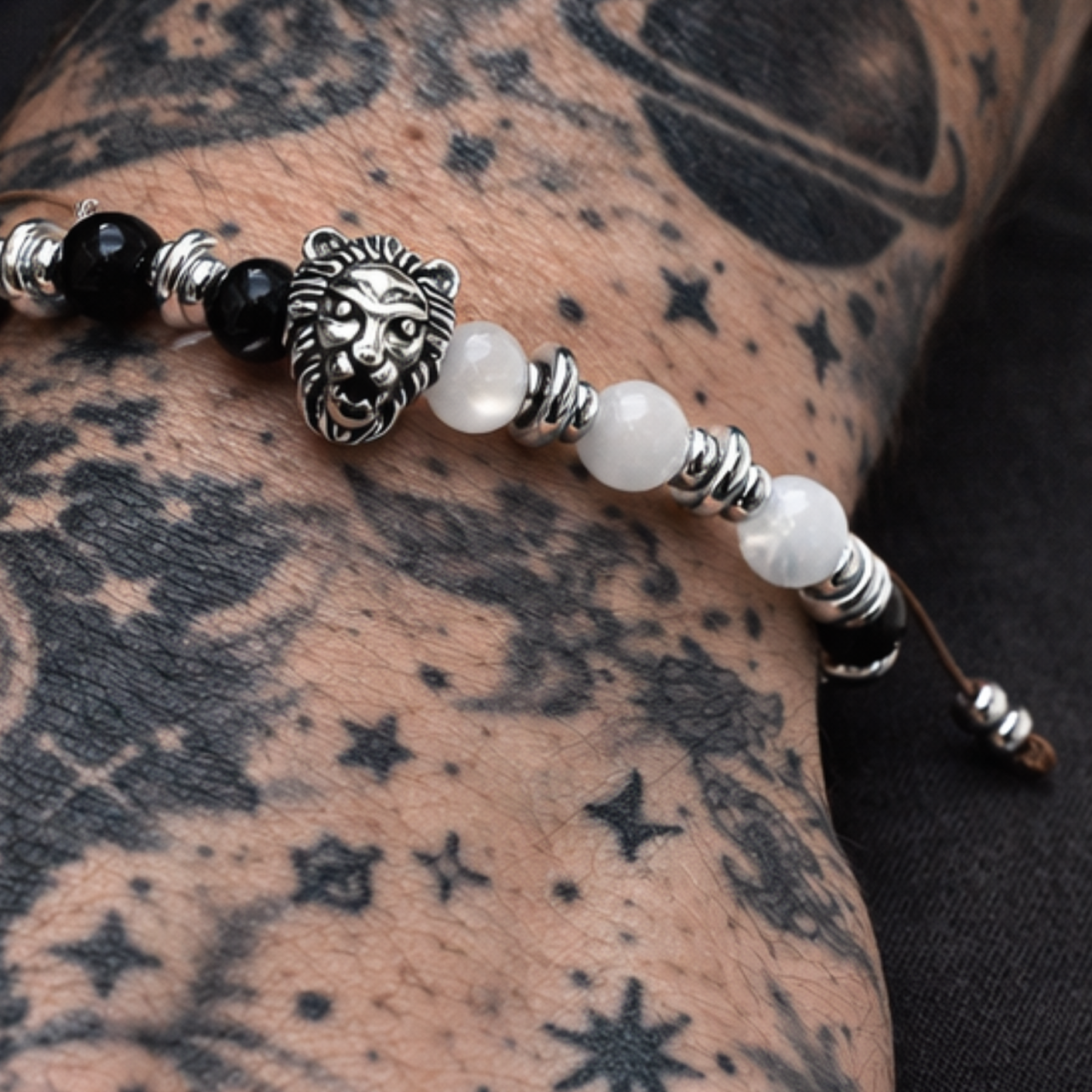 Bratara barbati cu turmalina neagra si selenit - protectie energetica [3]