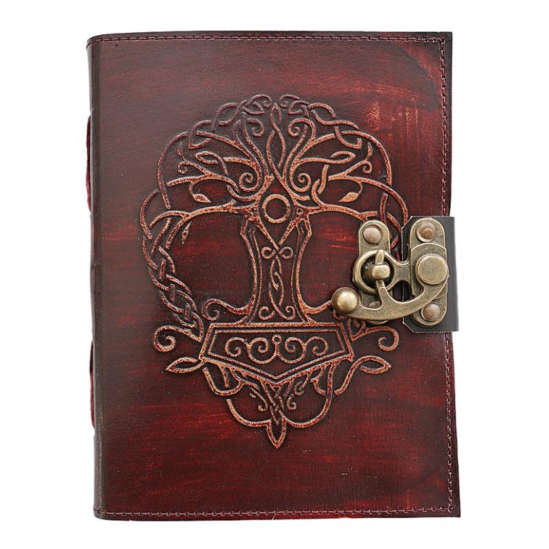 Agenda / Jurnal din piele naturala cu pagini tip pergament si inchidere metalica - Mystical tree [4]