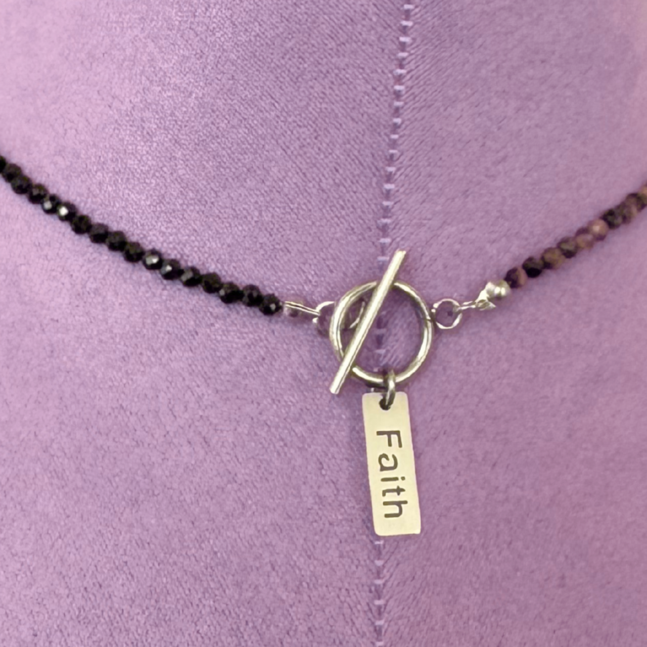 Colier argintiu la baza gatului cu turmalina neagra si ochi de tigru -  Protectie, forta, impamantare [4]