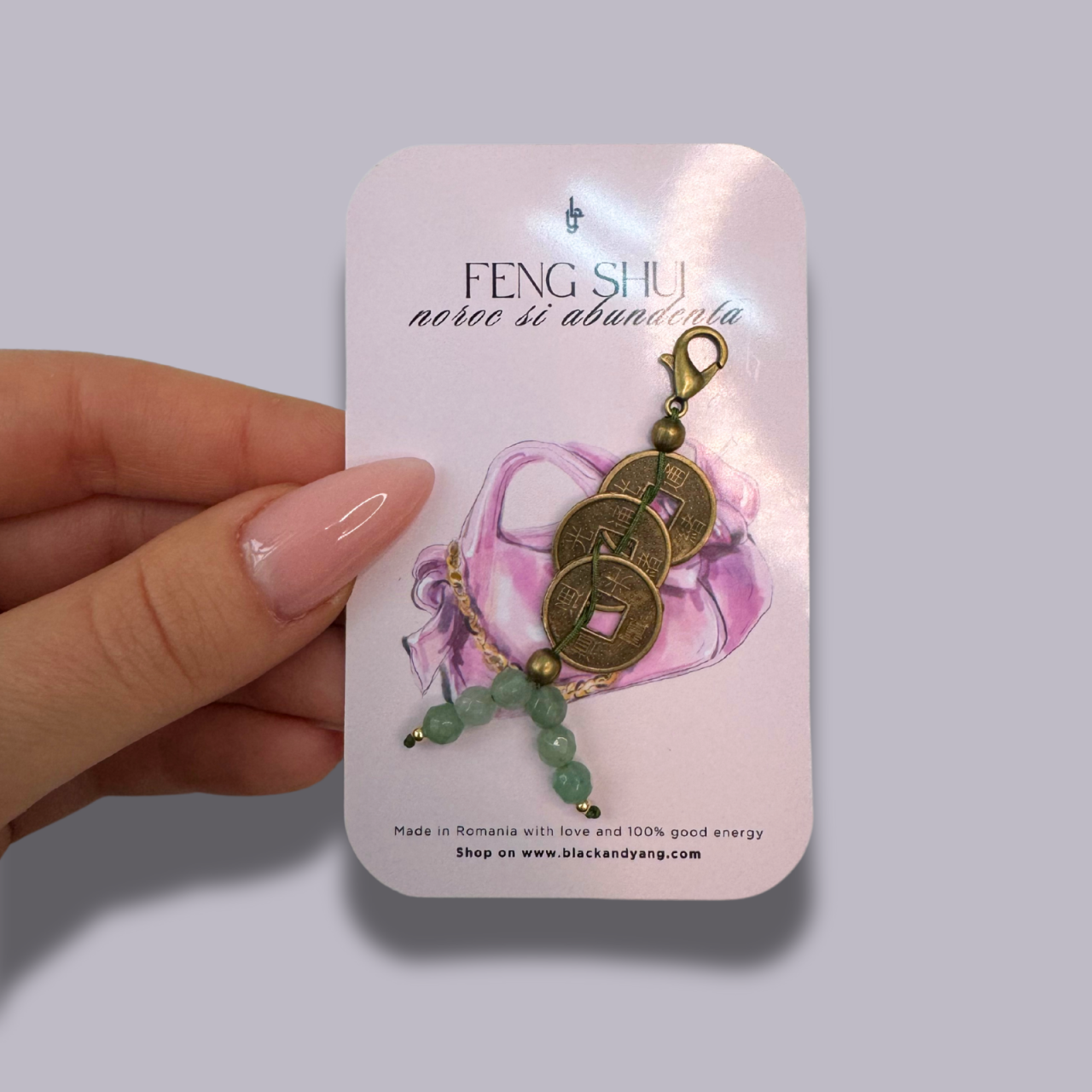 Talisman mic Feng Shui cu monede chinezesti si aventurin verde pentru portofel - Abundenta si noroc [1]