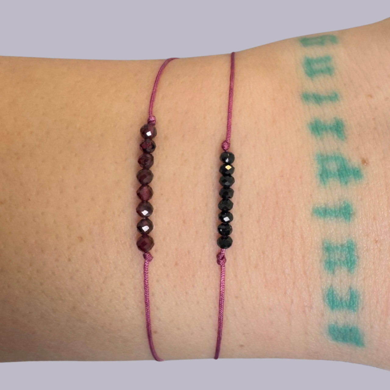 Bratara minimalista fina cu cristale - Turmalina neagra [4]