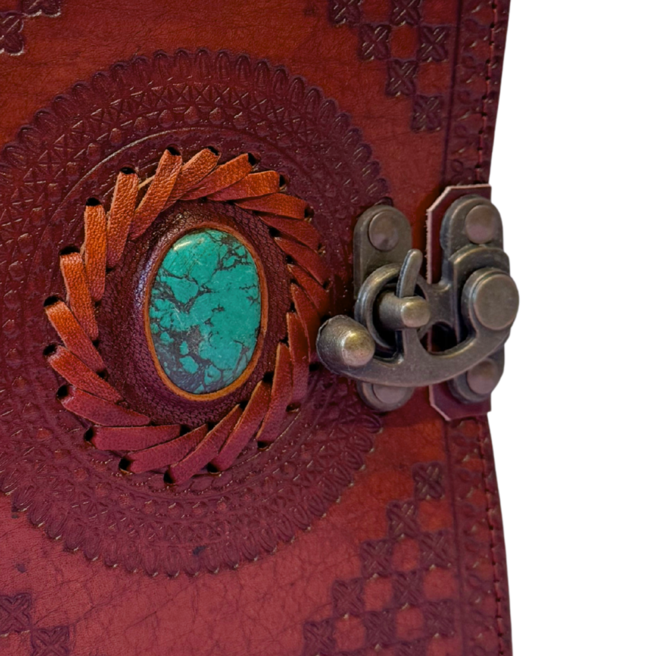 Agenda / Jurnal din piele naturala cu pagini tip pergament si inchidere metalica - Turcoaz [2]