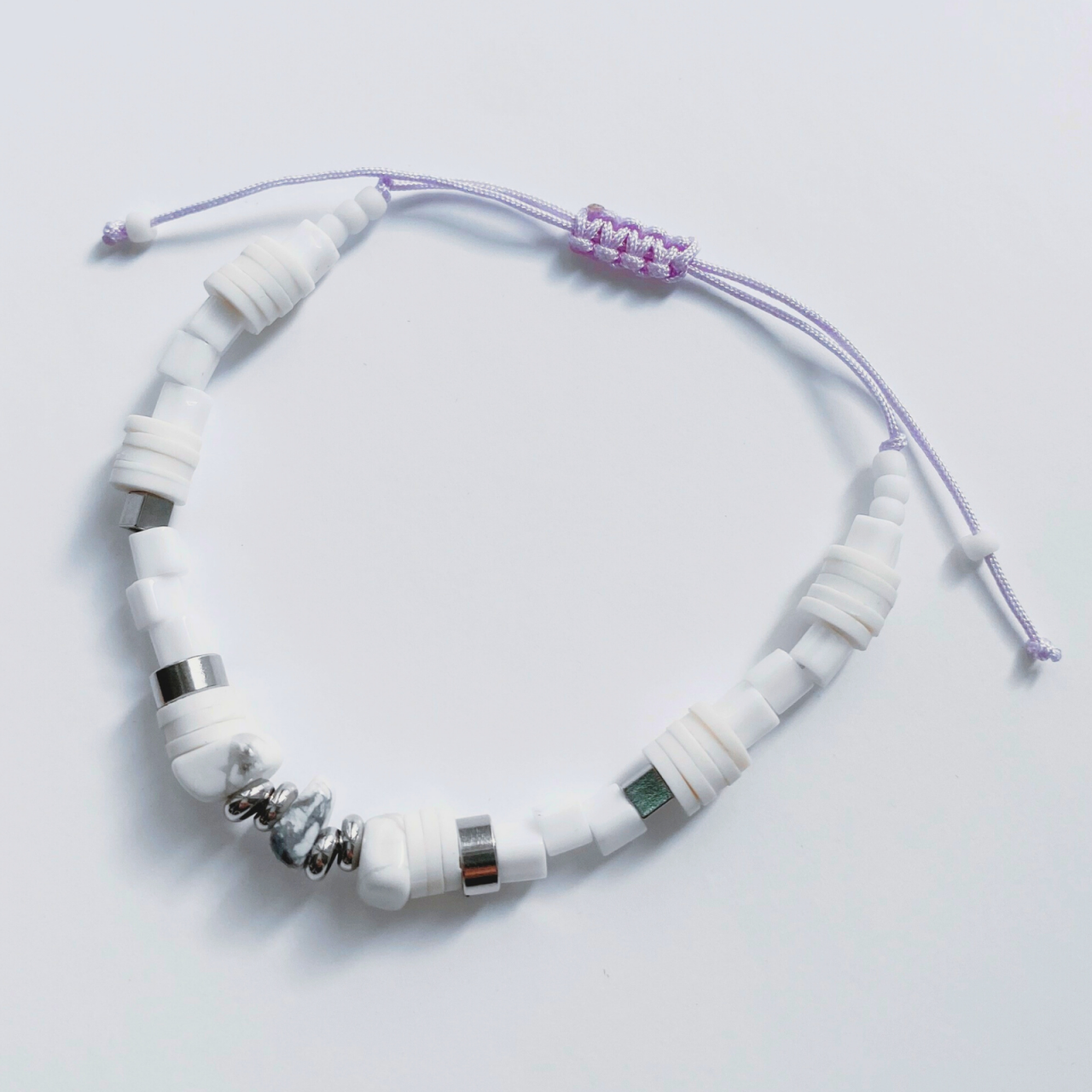 Bratara Howlit Alb si otel inoxidabil White Basics [3]
