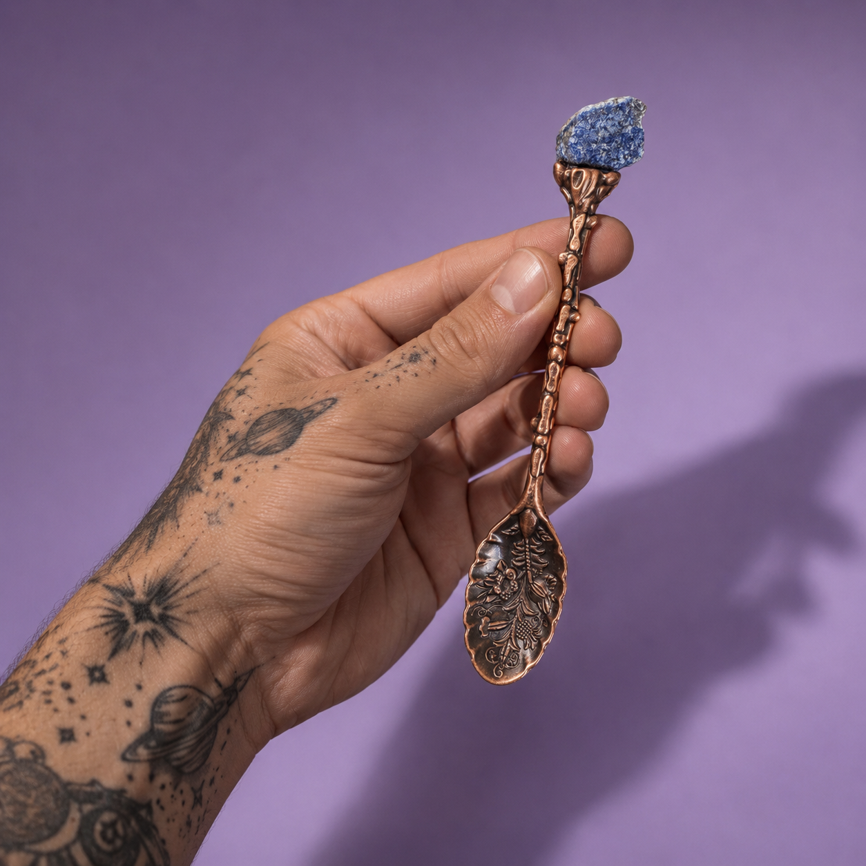 Lingurita cu cristal natural - bronz - Lapis Lazuli - Intelepciune si intuitie [2]