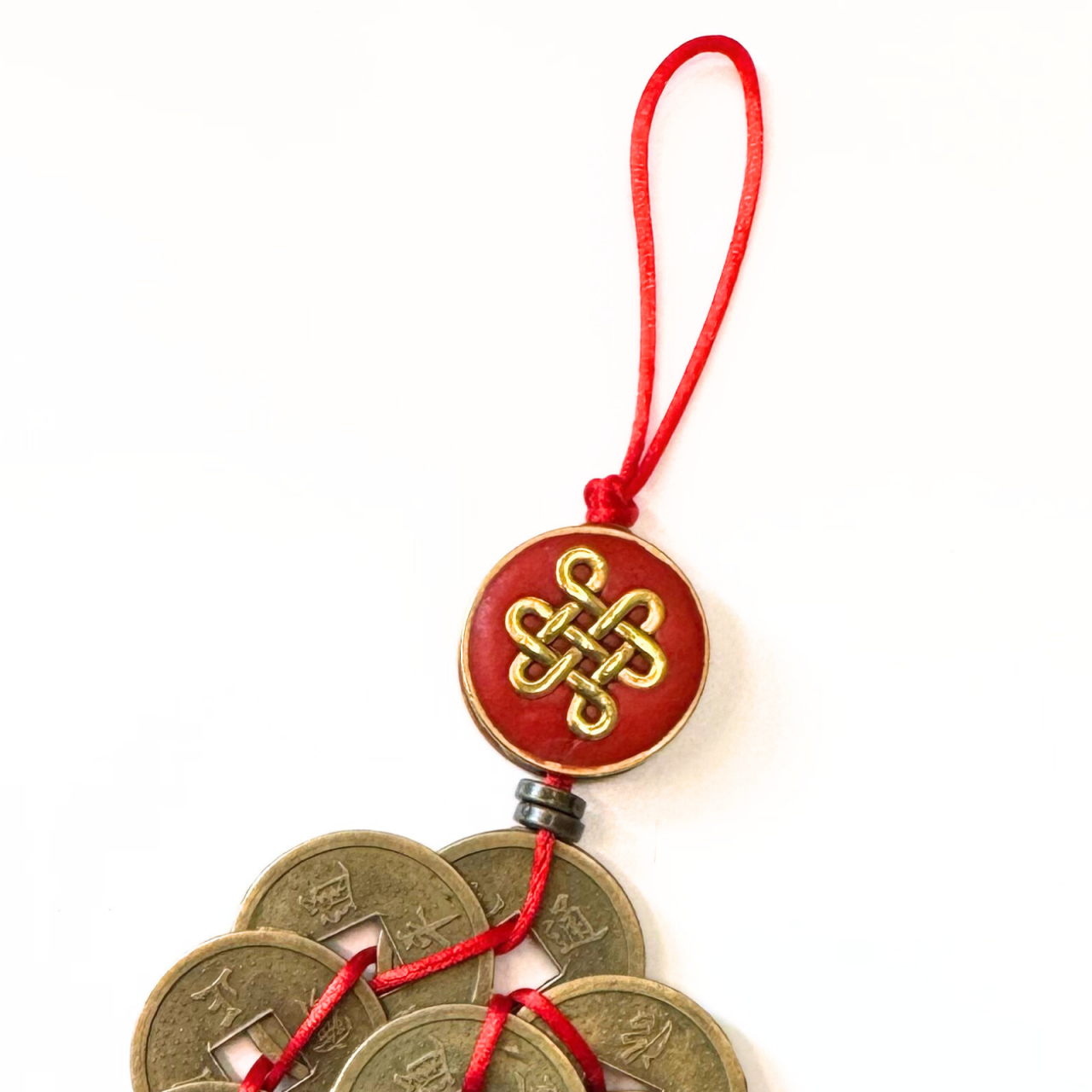 Talisman / amuleta Feng Shui cu 9 monede chinezesti si citrin brut - noroc, abundenta si succes [3]