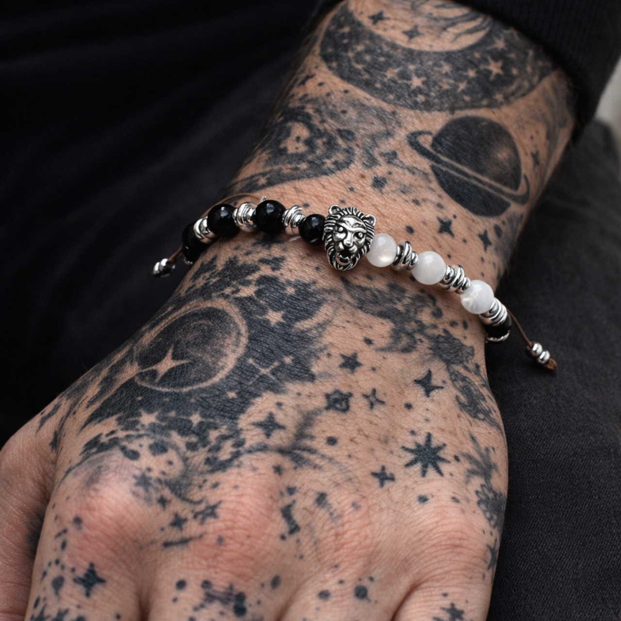 Bratara barbati cu turmalina neagra si selenit - protectie energetica [2]