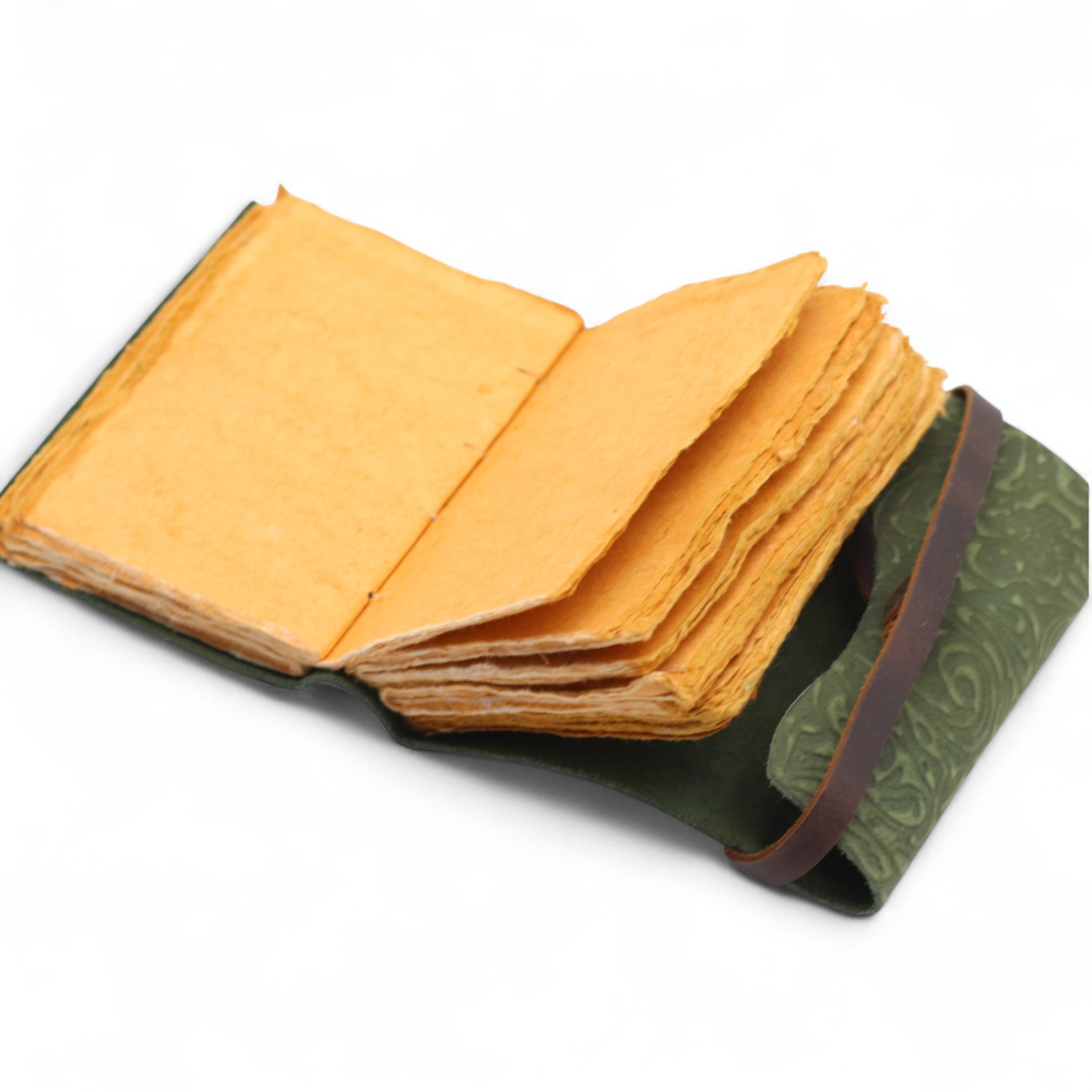 Agenda / Jurnal din piele naturala cu pagini tip pergament - Green Flowers [2]