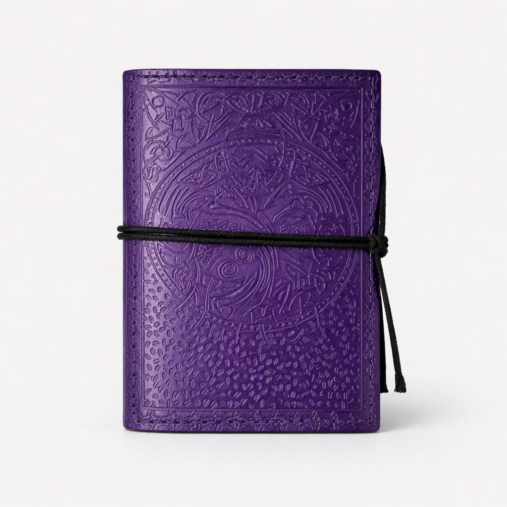 Agenda mica din piele naturala decorata cu piatra - Mov [2]
