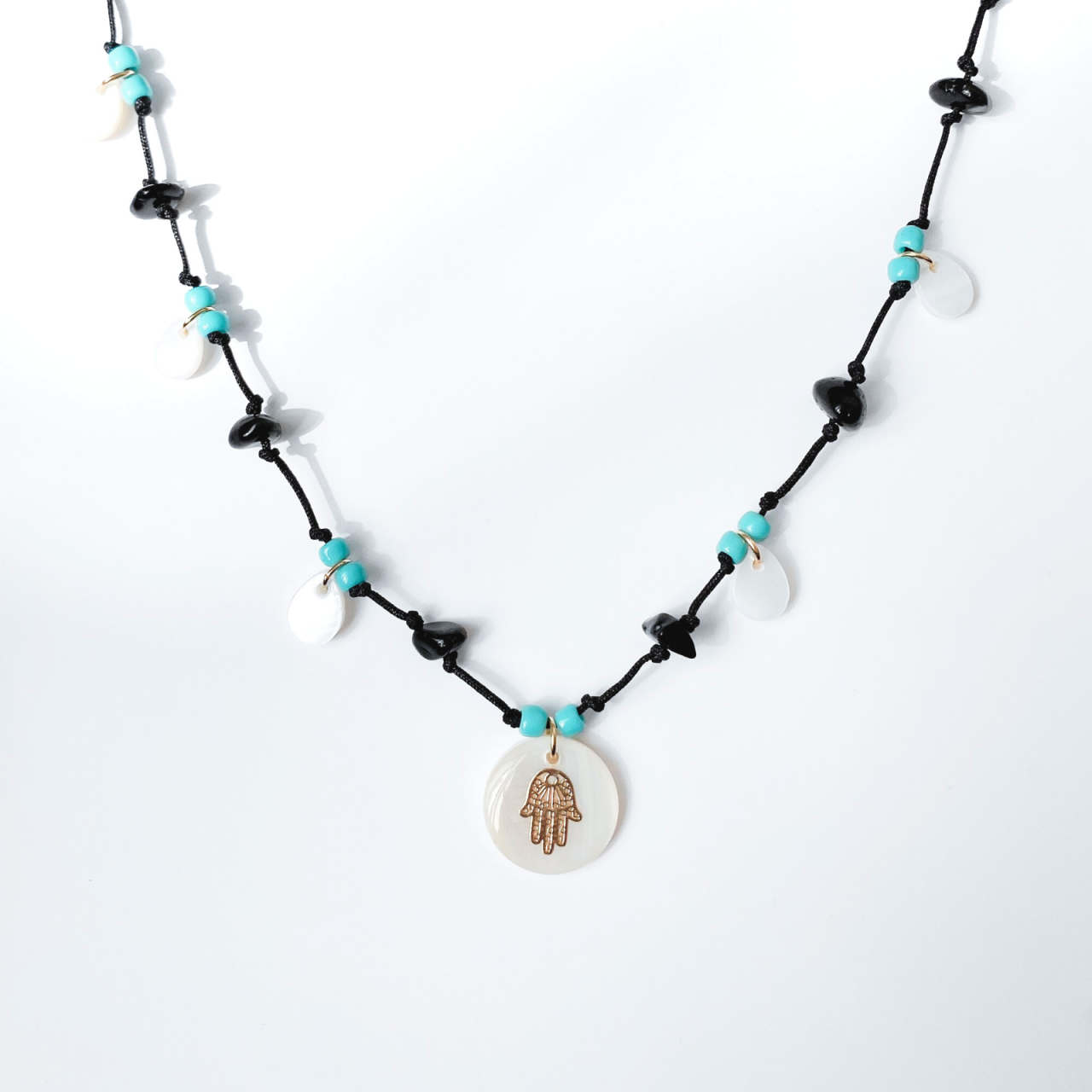 Colier la baza gatului din onix - Hamsa [1]