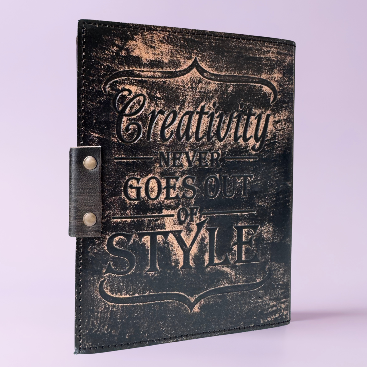 Agenda / Jurnal din piele naturala embosata cu inchidere metalica - Creativity never goes out of style [2]