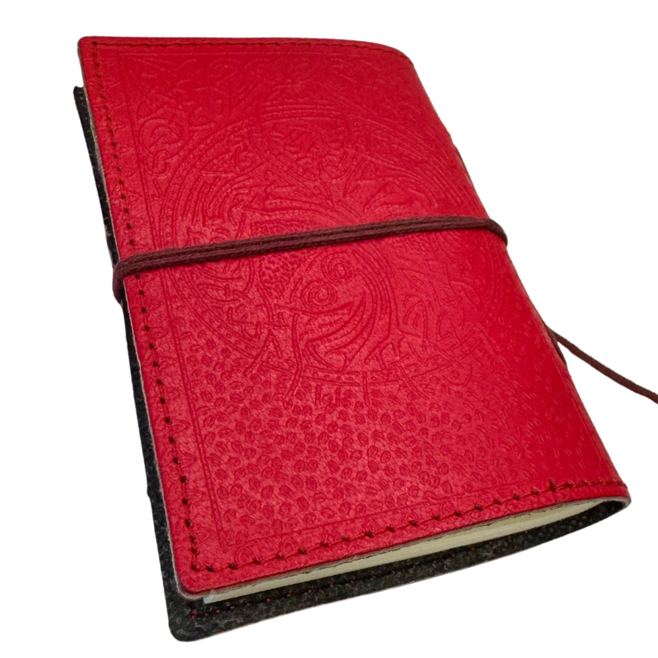 Agenda mica din piele naturala decorata cu piatra - Rosu [3]