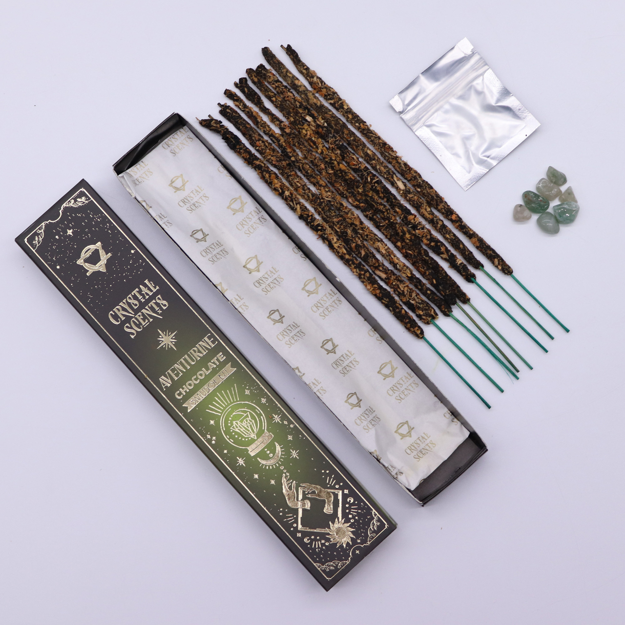 Betisoare parfumate premium cu cristale - Aventurin verde - Ciocolata [2]