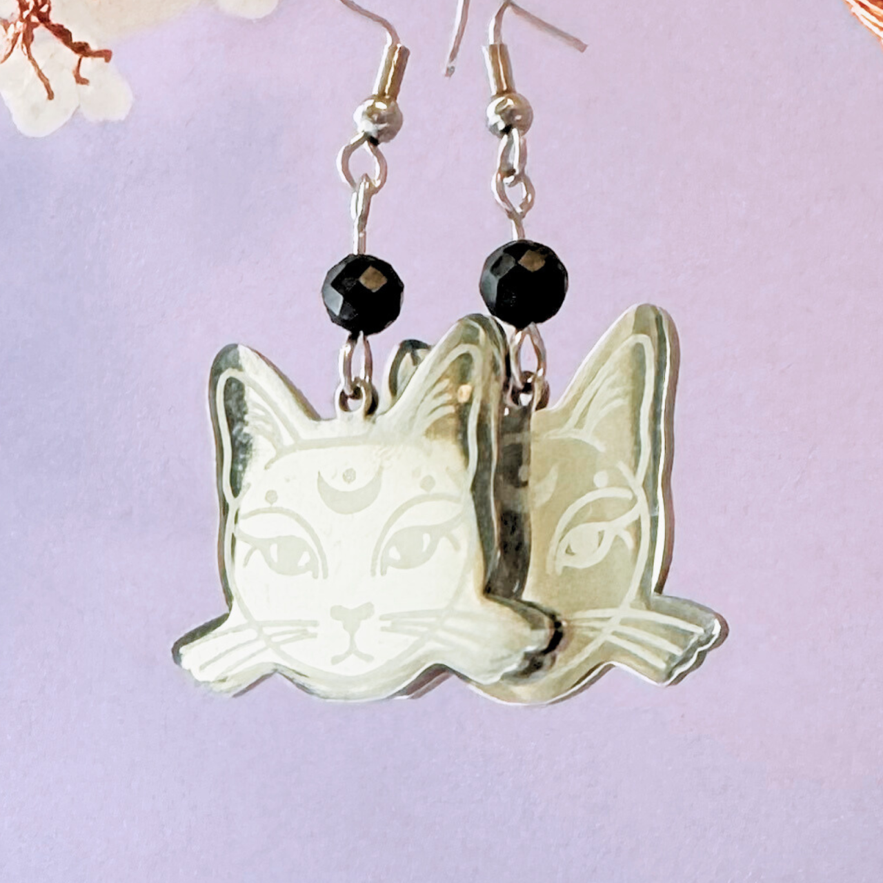 Cercei argintii cu turmalina neagra - Cat [2]