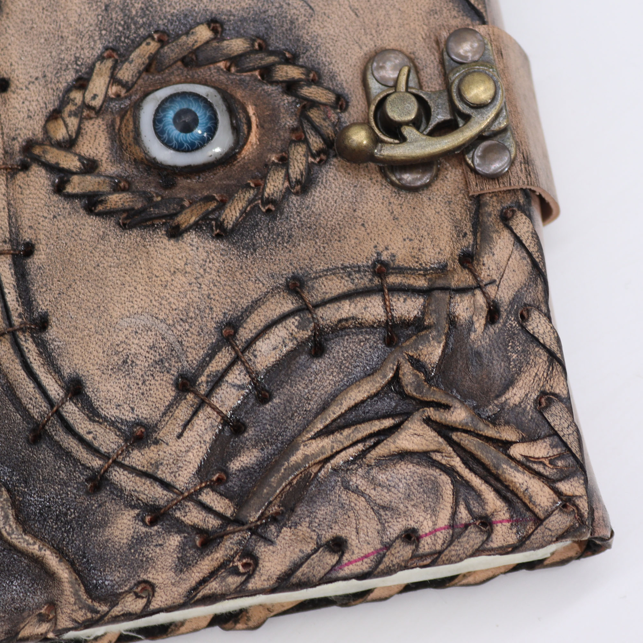Agenda / Jurnal din piele naturala maro cu inchidere metalica - Evil eye [2]