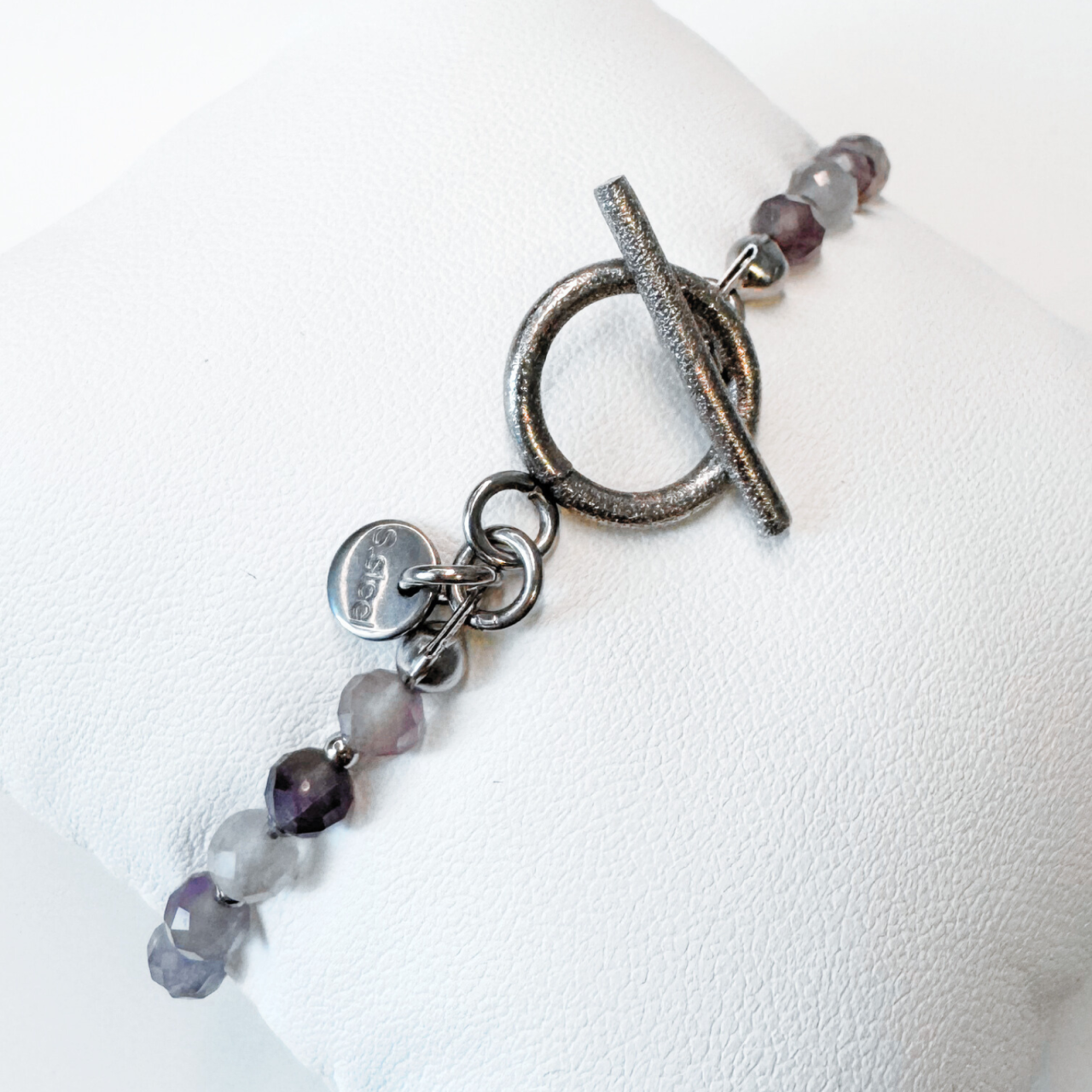 Bratara argintie din ametist si otel inoxidabil cu inchizatoare toggle [4]