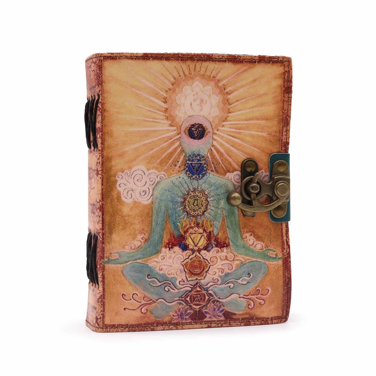 Agenda / Jurnal din piele Buddha - 7 chakre - cu margini zimtate [1]