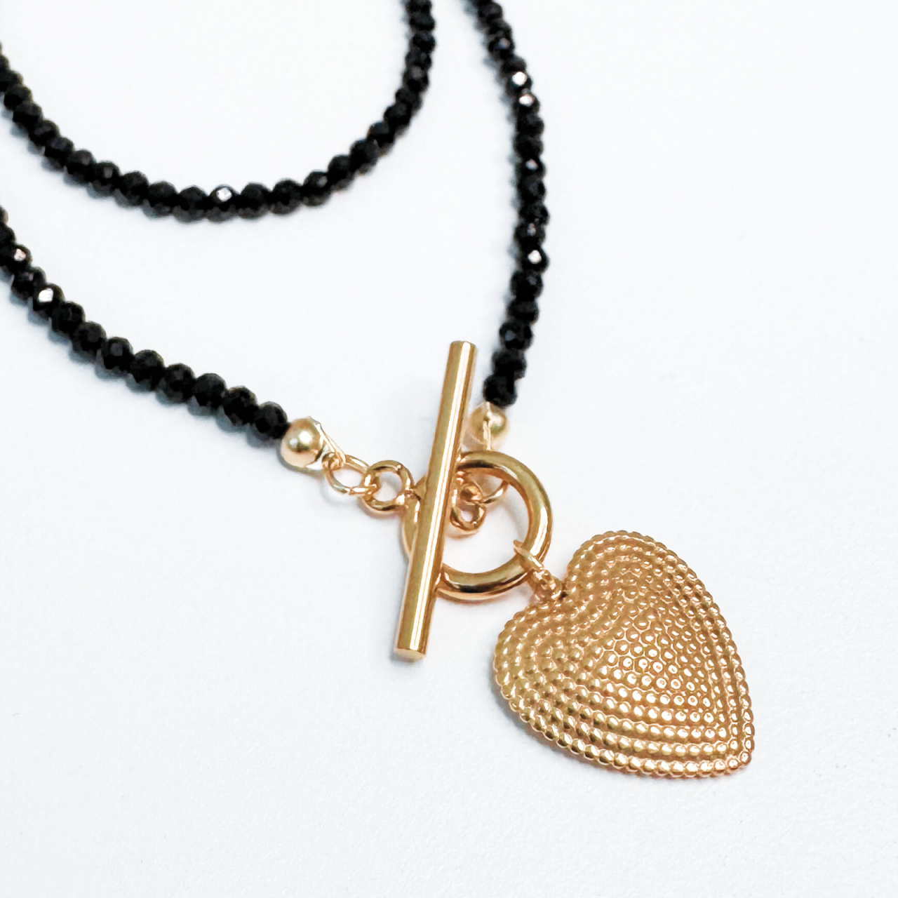 Colier din turmalina neagra cu pandantiv inima cu puncte [1]