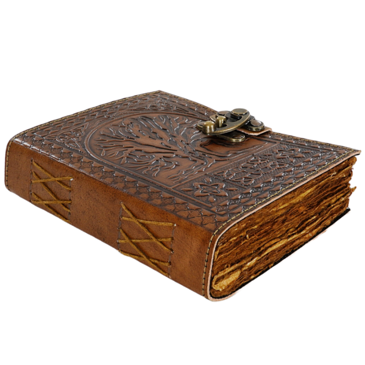 Agenda / Jurnal din piele naturala cu pagini tip pergament si inchidere metalica - Copac antic [6]