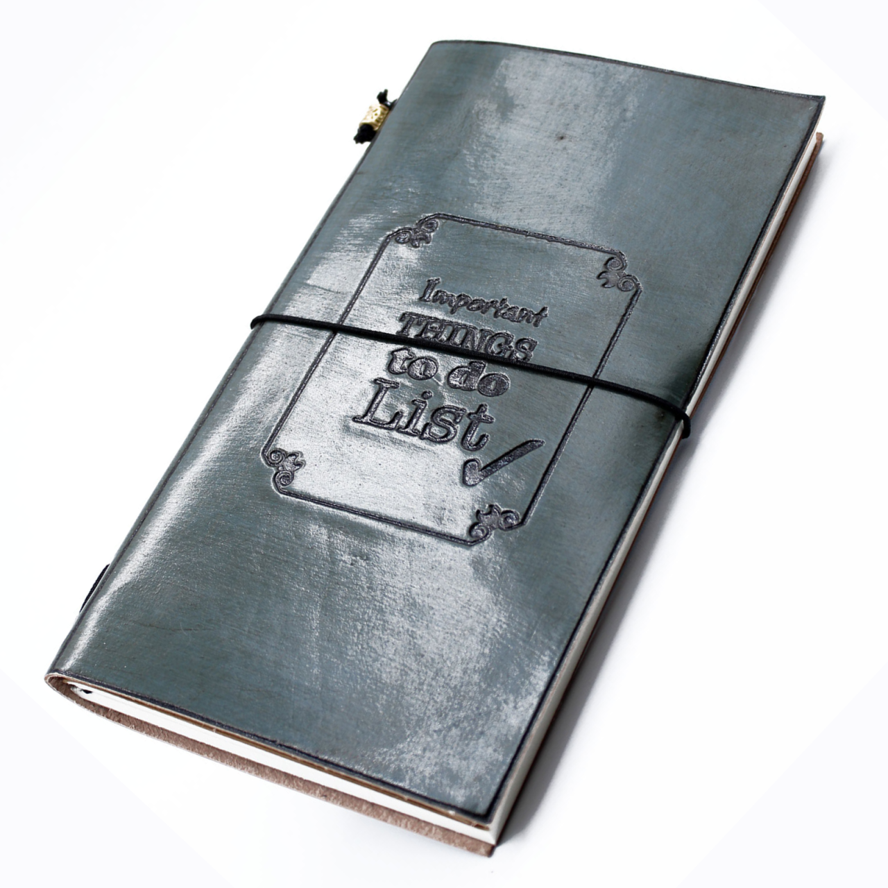 Agenda din piele naturala gri cu mesaj - Important things to do list [1]