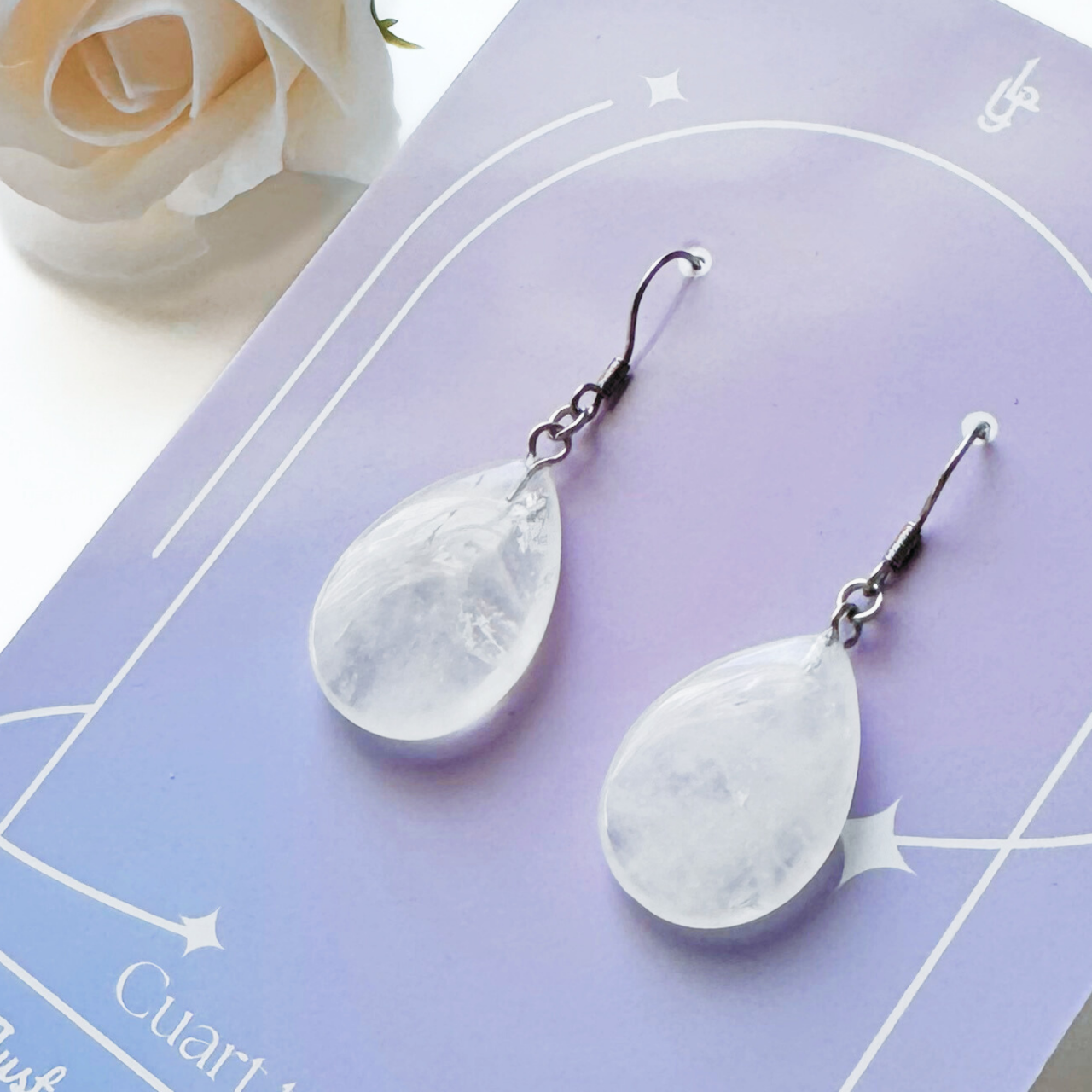 Cercei din cuart transparent cu tortite - lacrima [2]