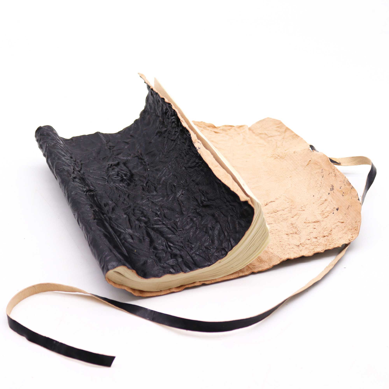 Agenda de calatorie rulata, din piele - Negru [1]