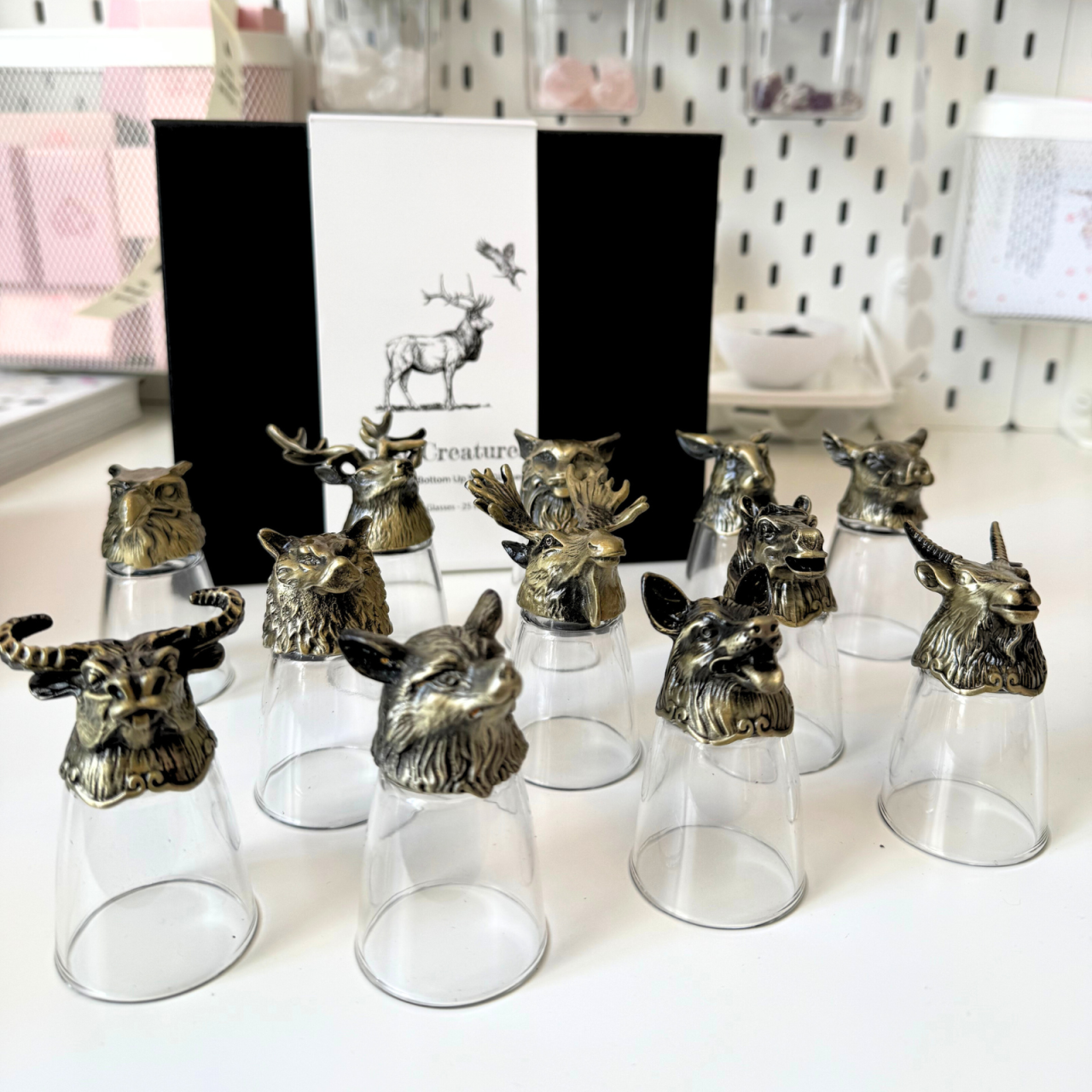 Set 12 pahare mici creaturi mistice bronz antichizat - Padure [2]