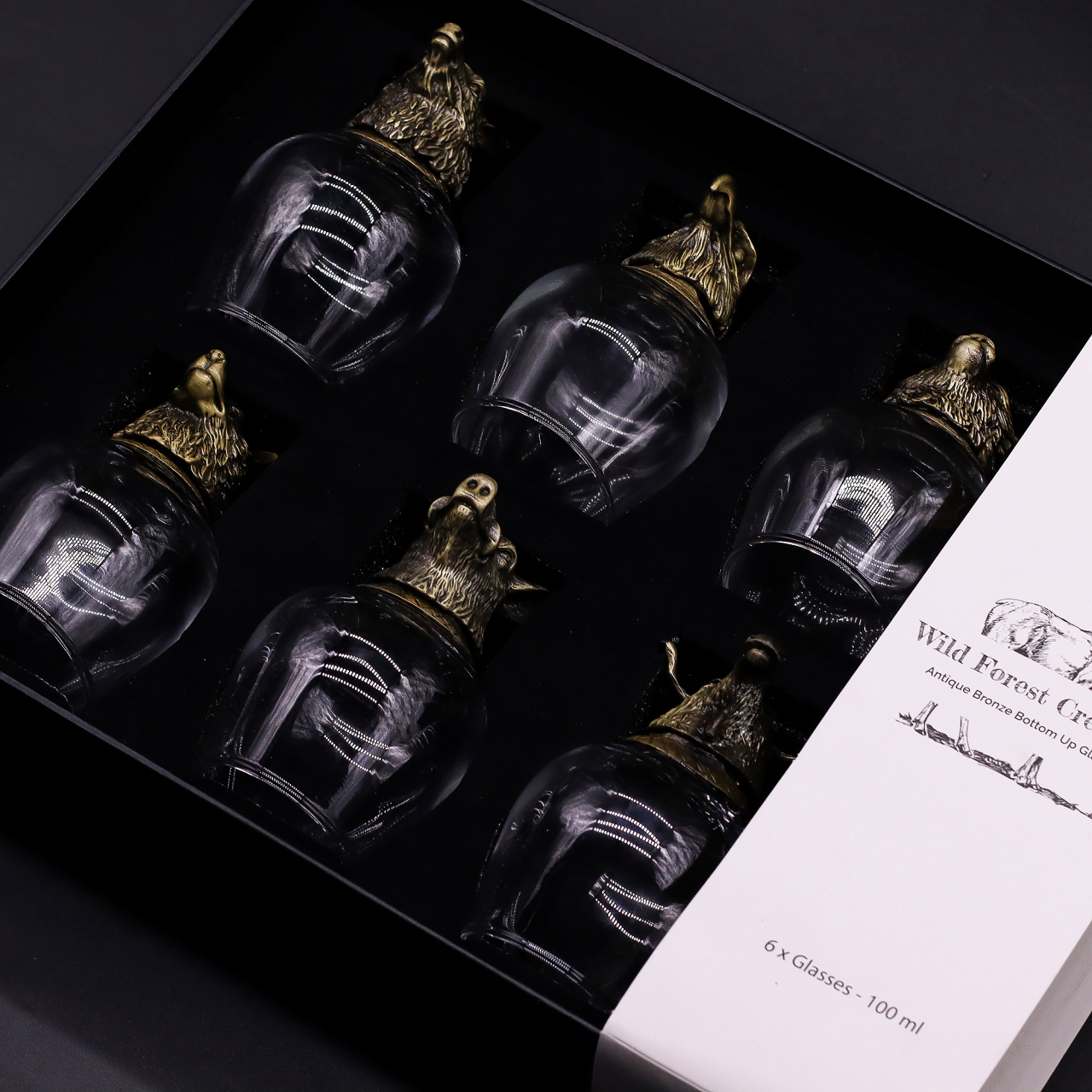 Set 6 pahare mari creaturi mistice bronz antichizat - Padure [6]