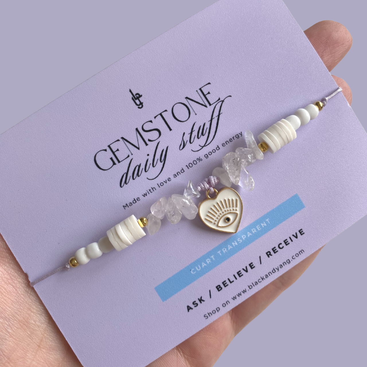 Bratara Cristal de Cuart transparent cu pandantiv Evil Eye - purificare si curatare [1]