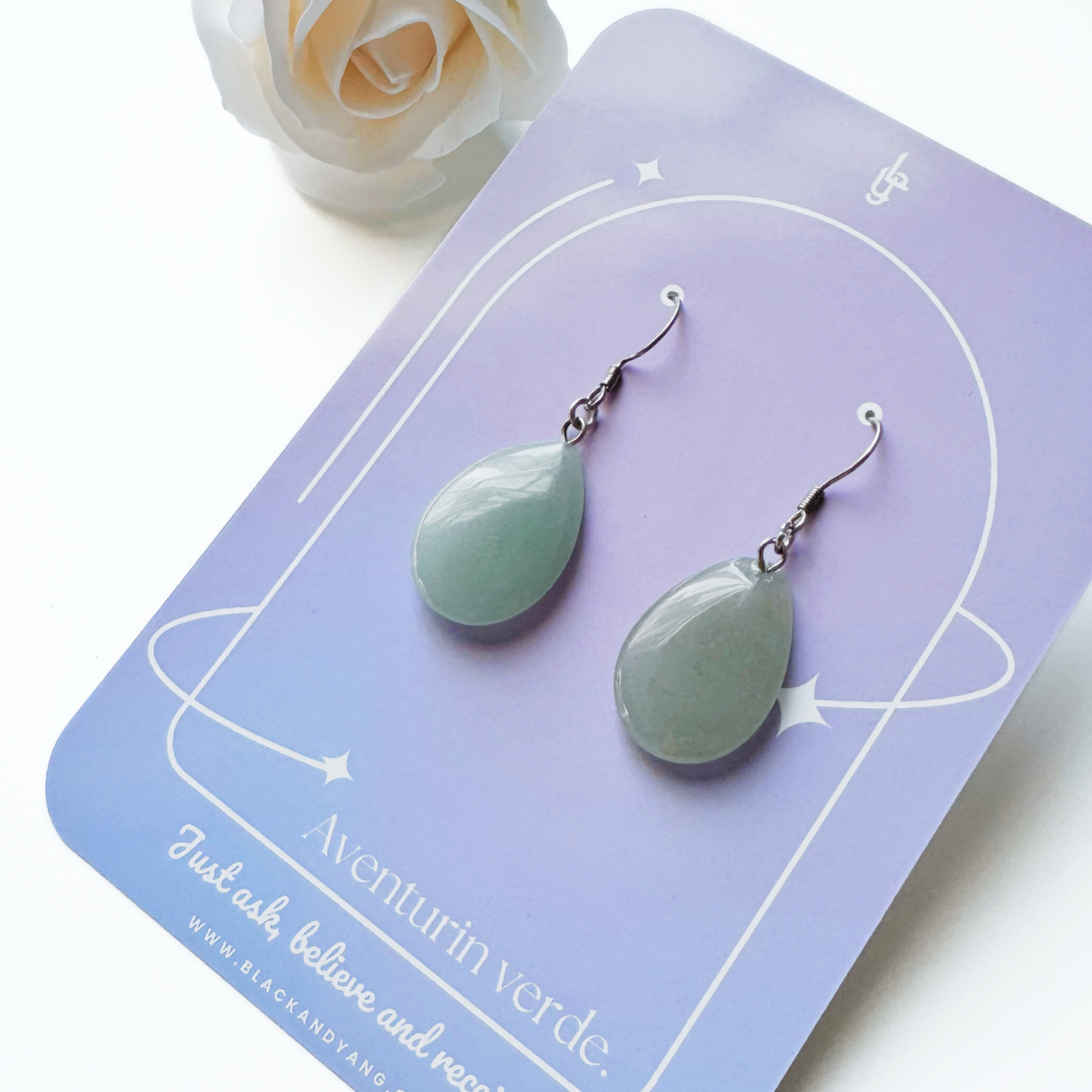 Cercei din aventurin verde cu tortite - lacrima [2]