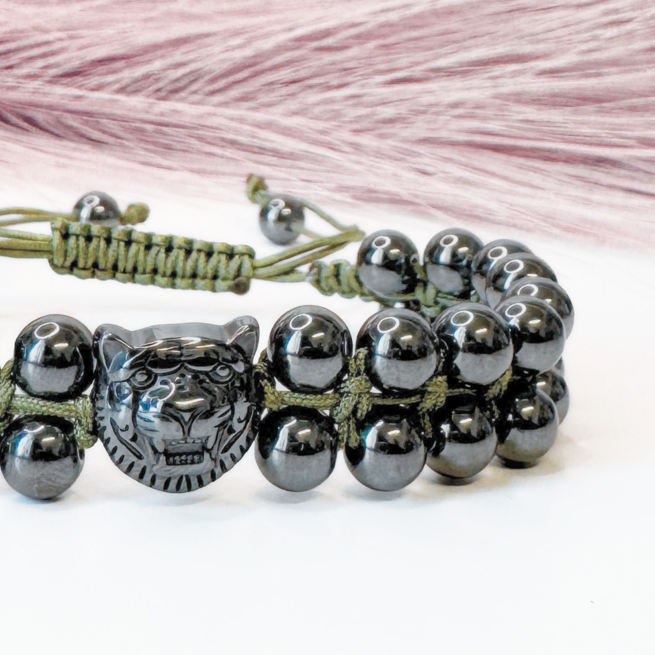 Bratara barbati dubla cu hematit si pandativ tigru - protectie energetica [4]