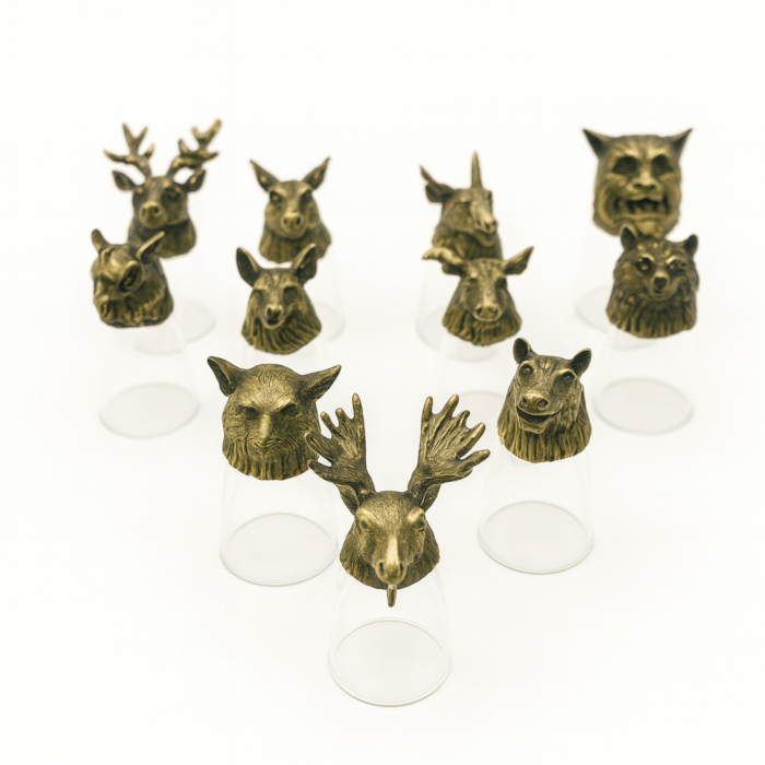 Set 12 pahare mici creaturi mistice bronz antichizat - Padure [5]