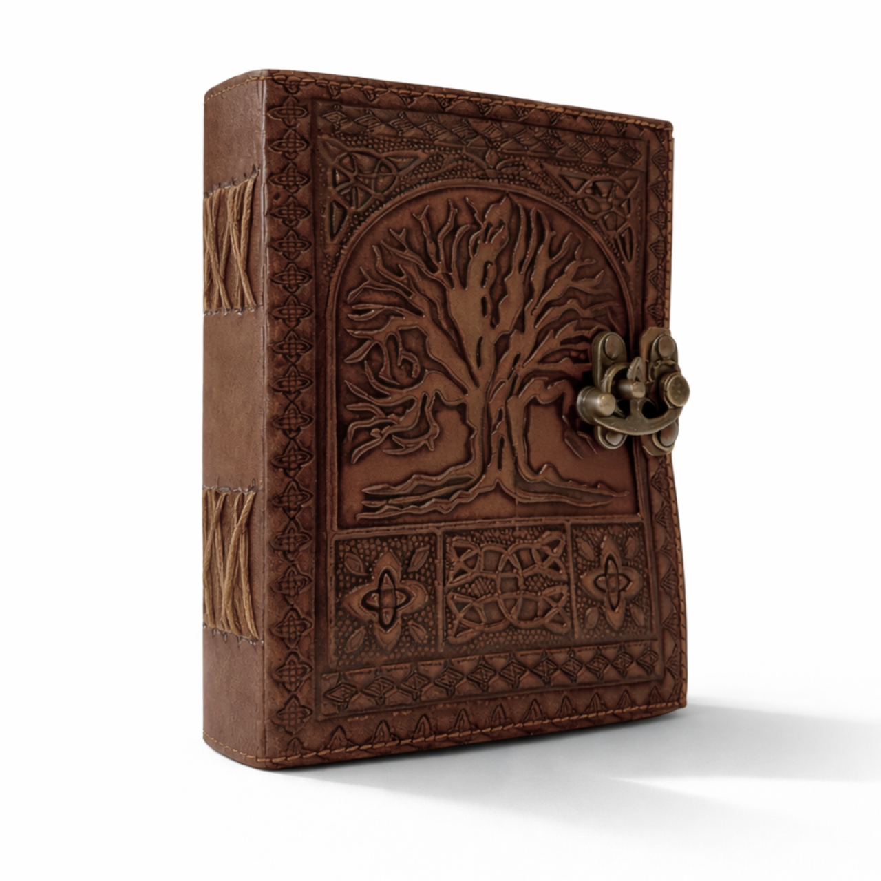 Agenda / Jurnal din piele naturala cu pagini tip pergament si inchidere metalica - Copac antic [2]