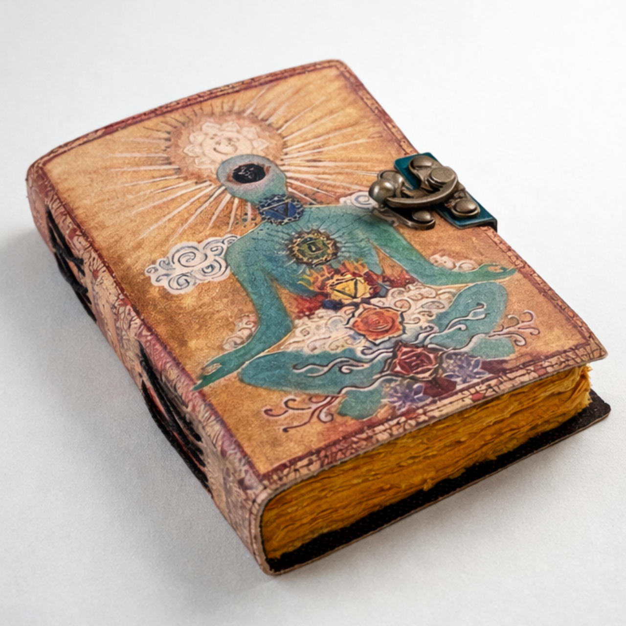 Agenda / Jurnal din piele naturala cu pagini tip pergament si inchidere metalica - Zen Buddha [2]