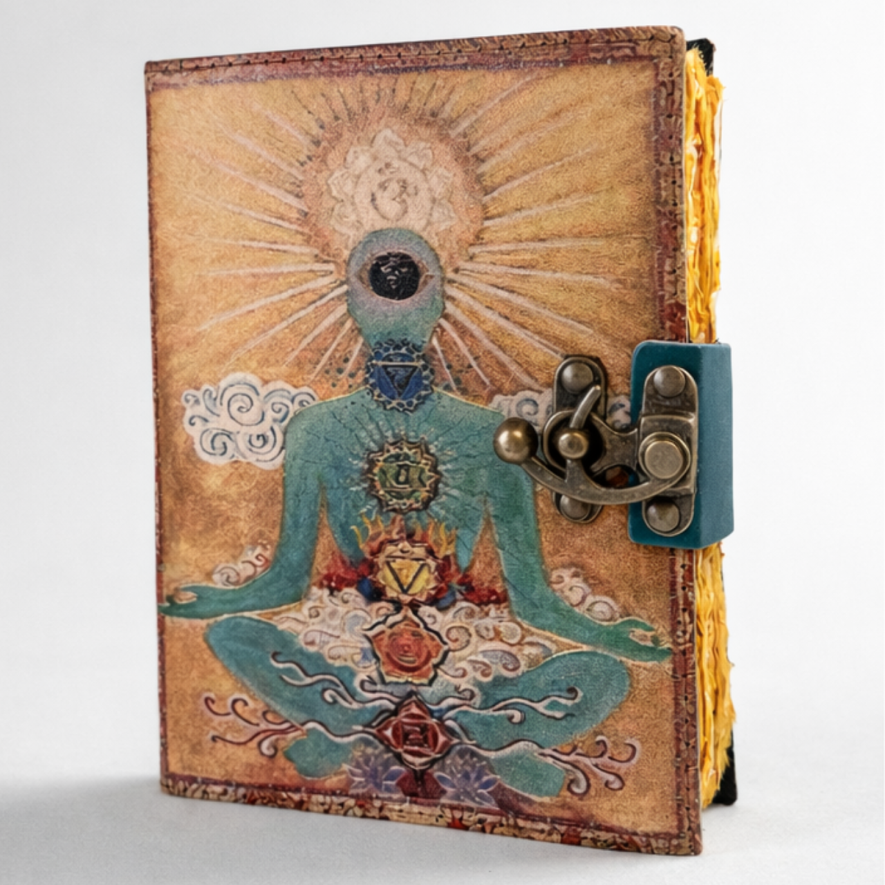 Agenda / Jurnal din piele naturala cu pagini tip pergament si inchidere metalica - Zen Buddha [4]