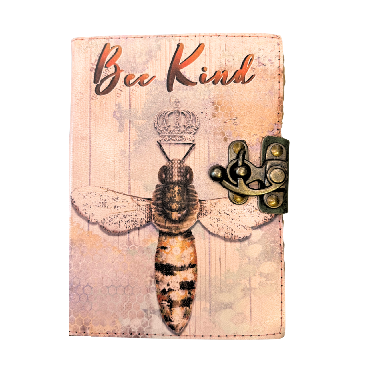 Agenda / Jurnal din piele naturala cu pagini tip pergament si inchidere metalica - Albina [2]