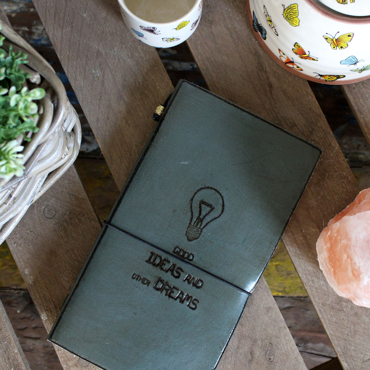 Agende din piele naturala cu mesaj - Good ideas and dreams [3]