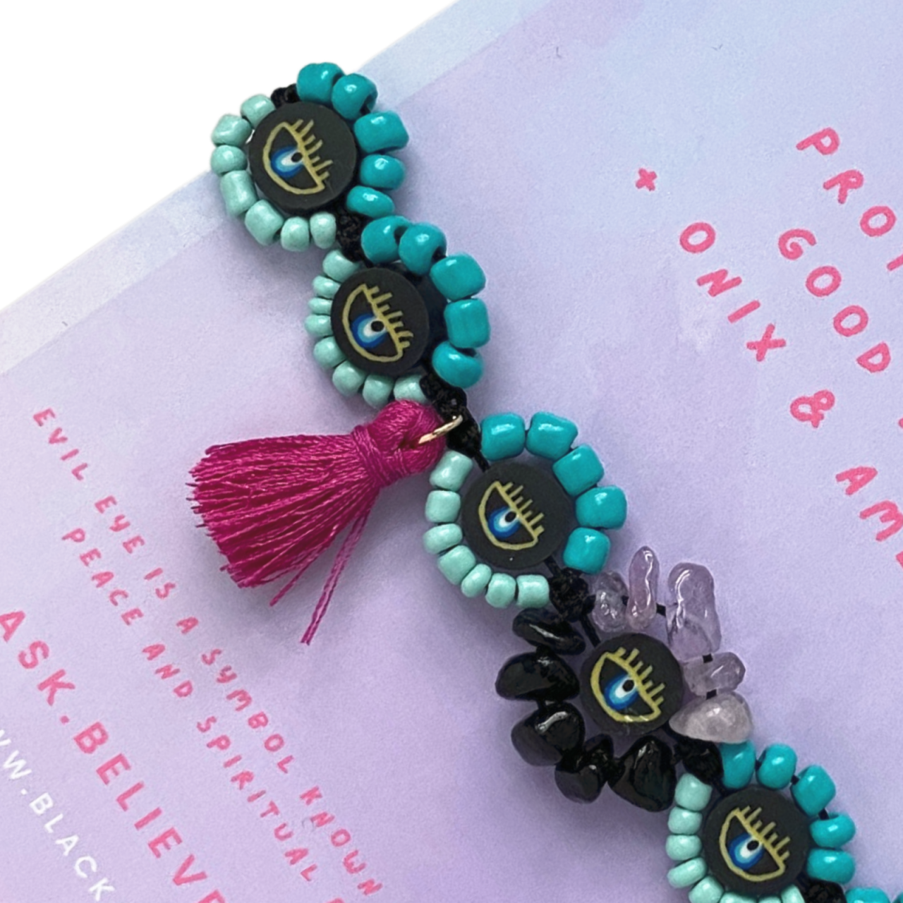 Bratara Evil Eye cu ametist si onix - protectie si noroc [2]